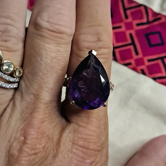 Natural Amethyst Solitaire Ring In 925 Sterling Silver. - Picture 4 of 5